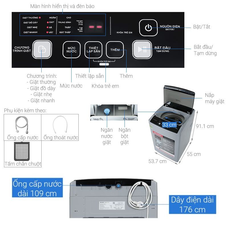Máy giặt Sharp lồng đứng dịch vụ sửa chữa tận tâm